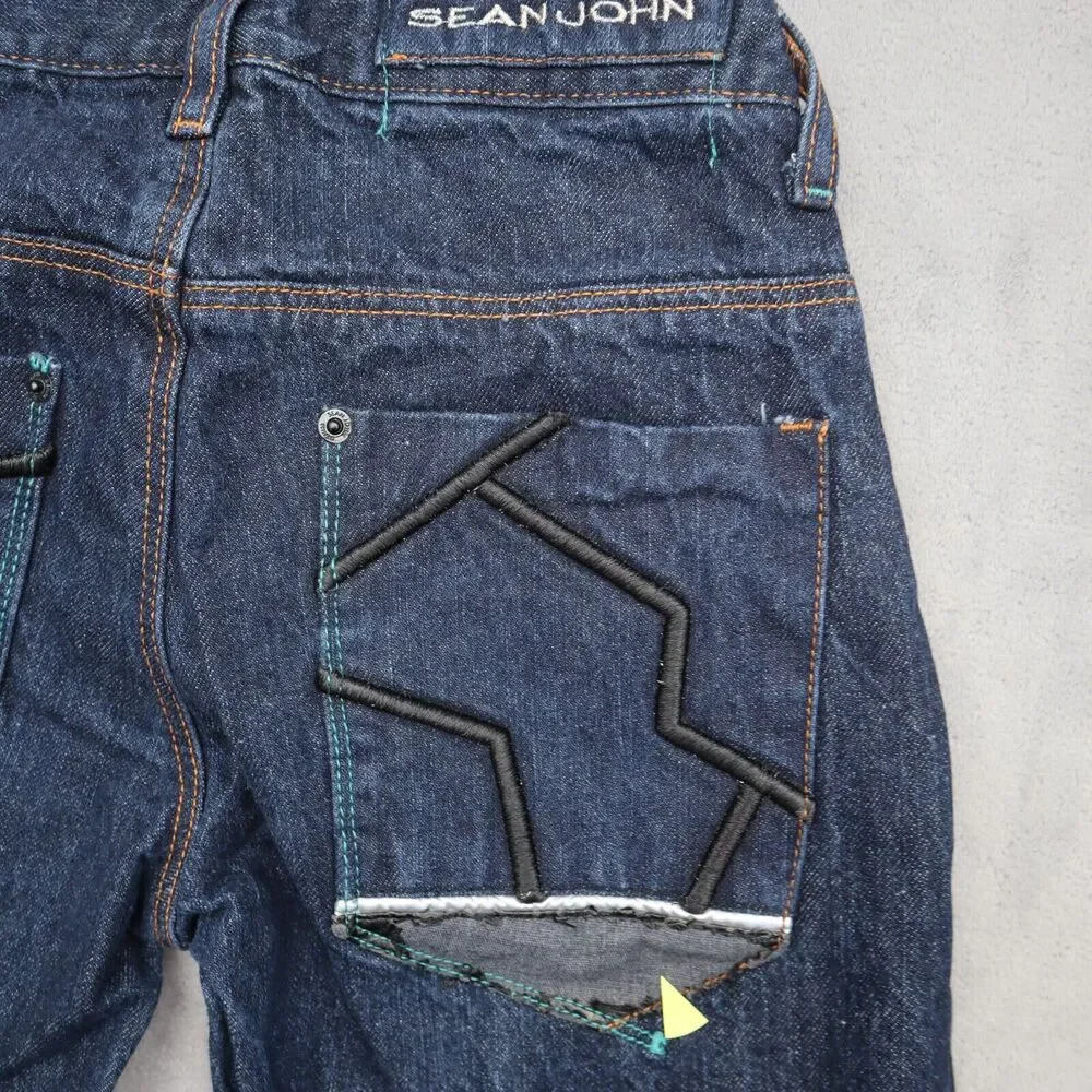 Sean John Jeans Youth 12 24x26 Boys Blue Denim Long Pants Dark Wash Baggy